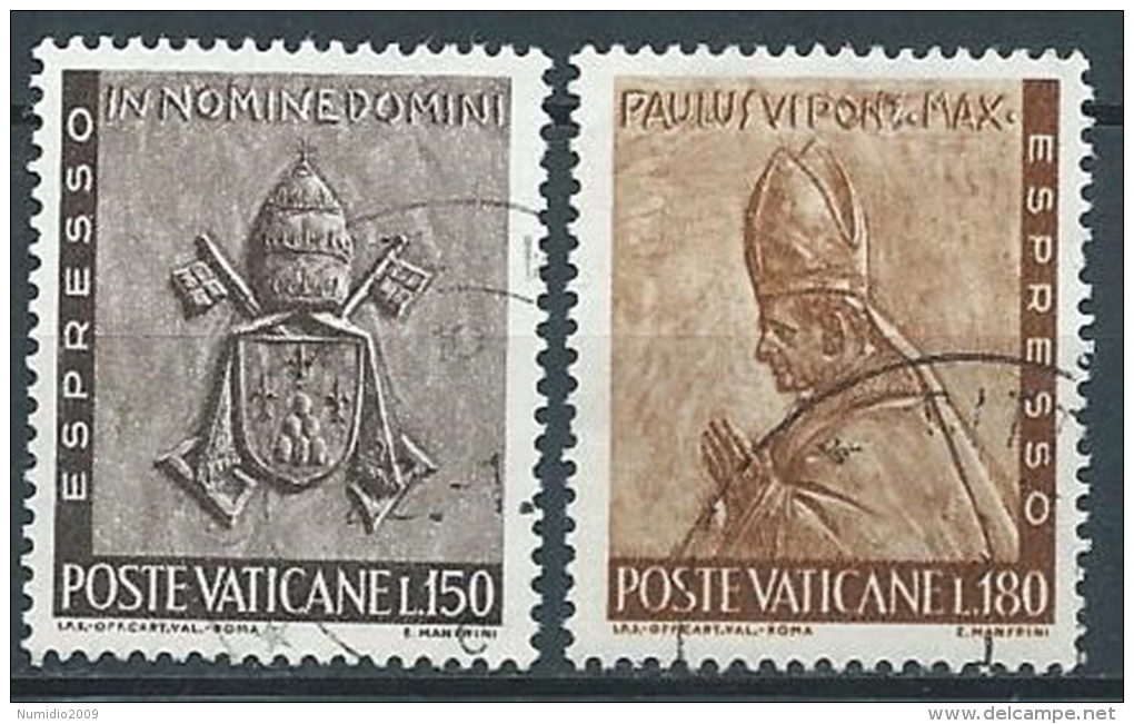 1966 VATICANO USATO EPRESSO LAVORO 2 VALORI - VV4-2 - Priority Mail