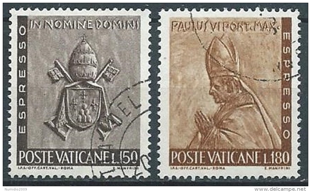 1966 VATICANO USATO EPRESSO LAVORO 2 VALORI - VV4-3 - Priority Mail