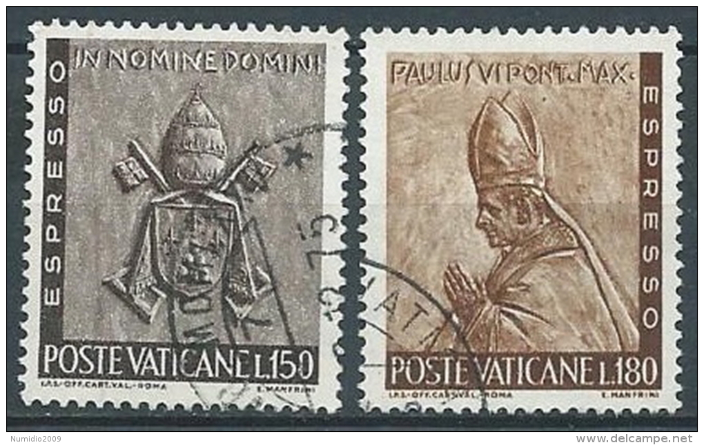 1966 VATICANO USATO EPRESSO LAVORO 2 VALORI - VV4-4 - Priority Mail
