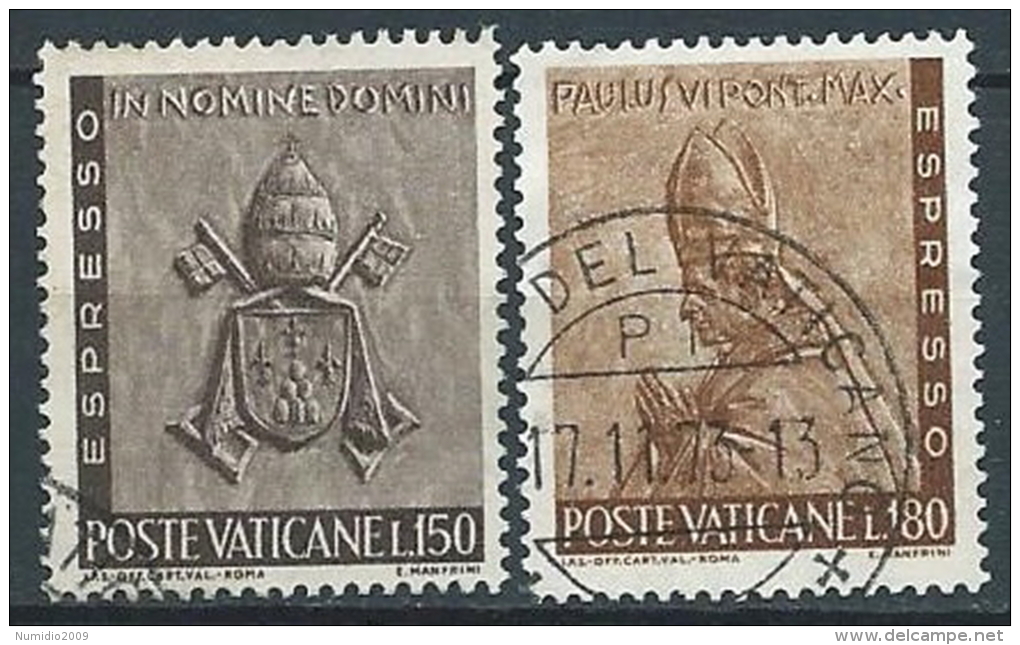 1966 VATICANO USATO EPRESSO LAVORO 2 VALORI - VV4-5 - Eilsendung (Eilpost)