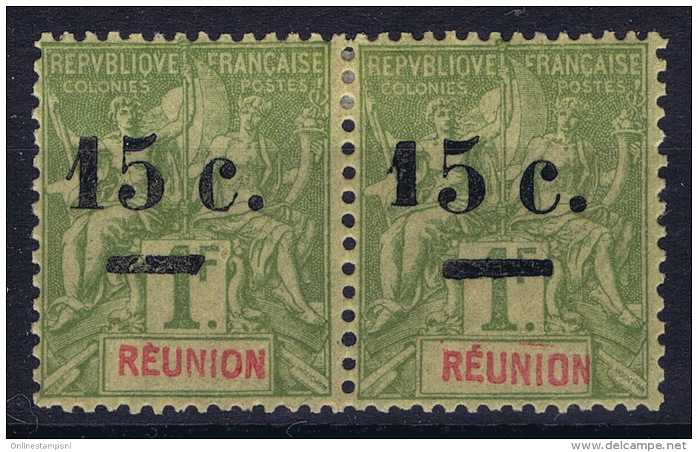 Reunion 1901 Ma 53 A Surcharge Déplacée, Paire Cat Value &euro; 600 +++ - Nuovi