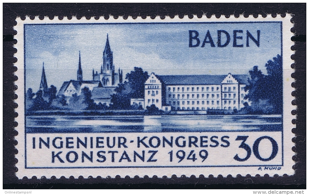 Baden / Bade 1949 Yv Nr 46a, Mi Nr 46 II, MNH/** Certificate + Signed Calves, - Autres & Non Classés