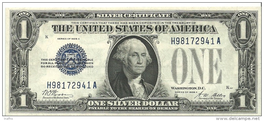 USA $1 Silver Series 1928A Fr1601 UNC. - Certificats D'Argent (1928-1957)