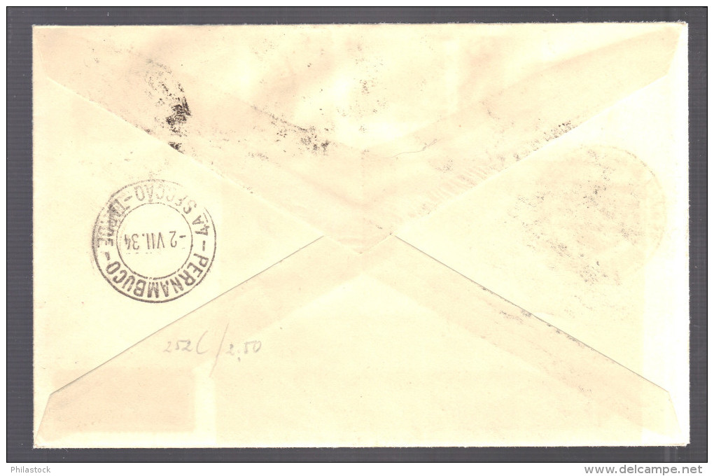 BRESIL 1934 Lettre  Rio De Janeiro Pour Recife Pernambuco Via Condor Zeppelin - Airmail (Private Companies)