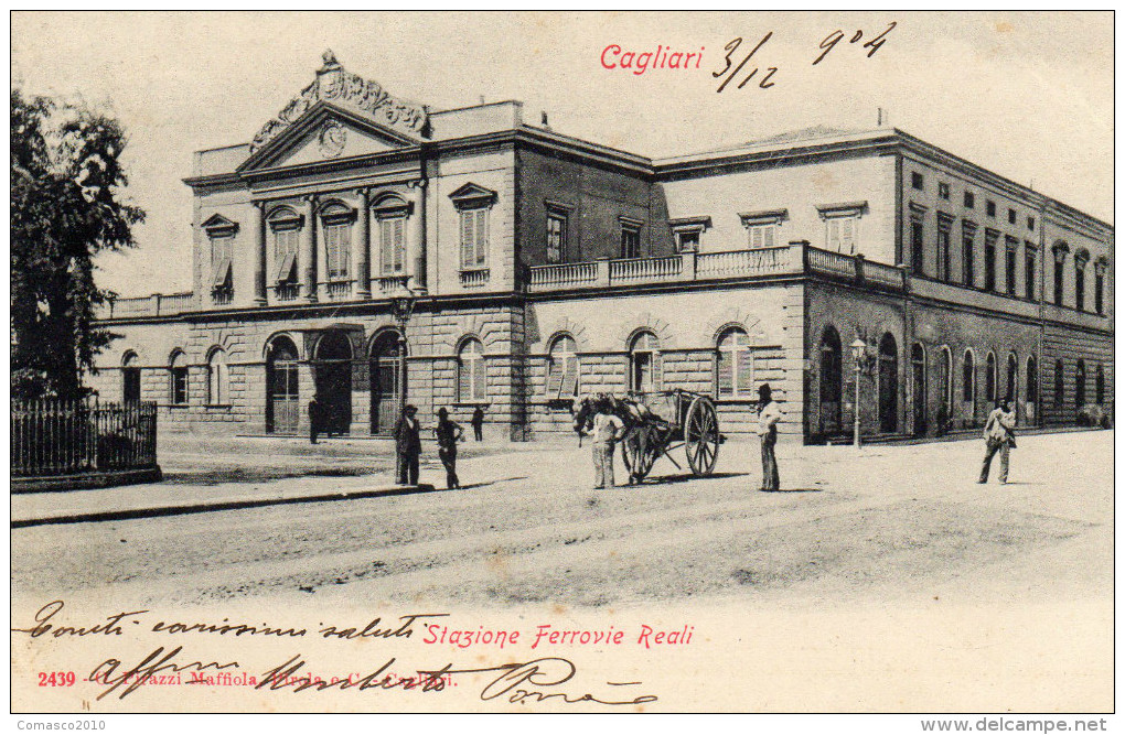 CARTOLINA D 'EPOCA  DI CAGLIARI STAZIONE FERROVIE REALI RARA!!!  VIAGGIATA NEL 1904 - Gares - Sans Trains