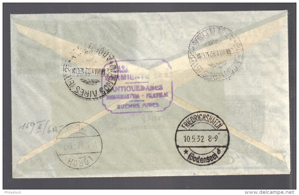 ARGENTINE 1932 Lettre Recommandée Buenos Aires Pour Friedrichshafer Allemagne Via Condor Zeppelin - Poste Aérienne