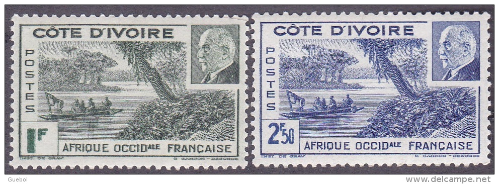 Colonie Fr. Maréchal Pétain Détail De La Série ** Cote D'Ivoire N° 169 Et 170 Lagune Ebrié - 1941 Série Maréchal Pétain