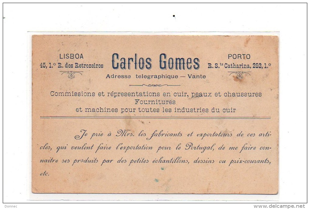 CARLOS GOMES , Lisboa, Porto, , Carte Taxe ( 2 Timbres L'un Sur L'autre ), 1899 ( Ou 1898 ? ), +  Entier Postal 10 Reis - Autres & Non Classés