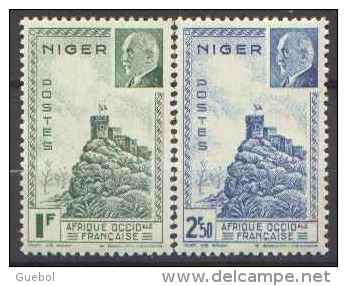 Colonie Fr. Maréchal Pétain Détail De La Série ** Niger N° 93 Et 94 Forteresse De Zinder - 1941 Série Maréchal Pétain