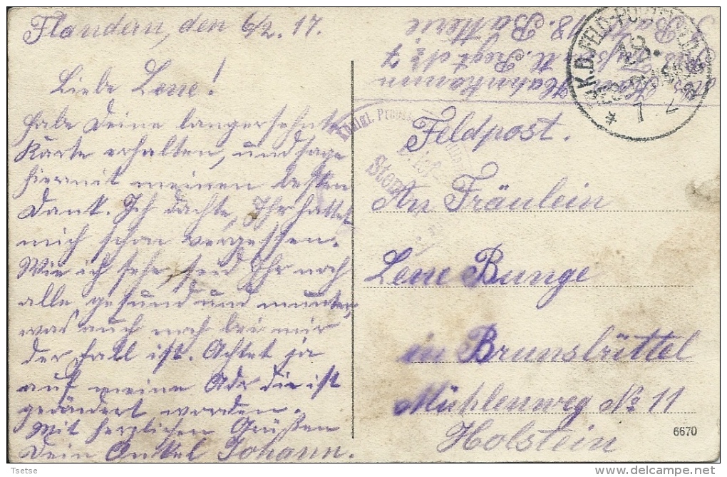 Kortemark - Thoroutstraat - Geanimmerd +++ - Feldpost 1917 ( Verso Zien ) - Kortemark