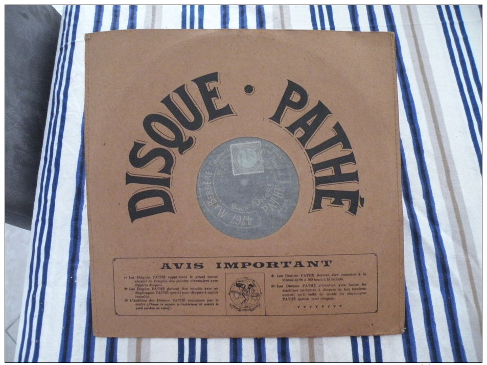 Disque Pathé Saphir 90 à 100 Tour,29cm - 4767 & 4768, Ma Bergère - Le Pâtre Des Montagnes - 78 T - Disques Pour Gramophone