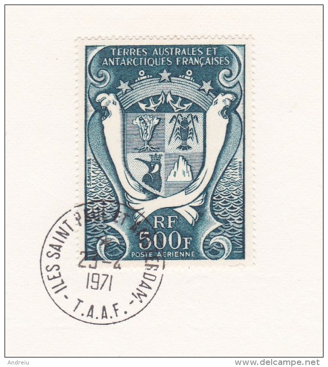 1970 FSAT TAAF French Antarctica - Coat Of Arms, Armoiries  Mi 54, Yv.PA 21 Cote 18.5 E Used, Oblitere - Used Stamps