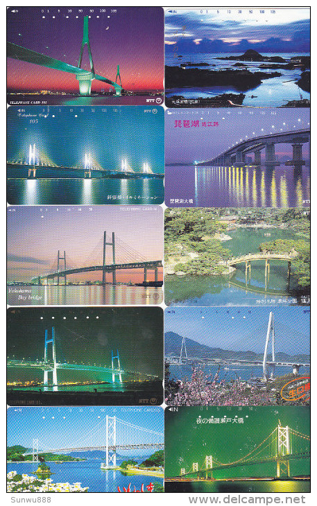 Lot 10 Telecartes Japon Japan Pont Bridge Brücke Brug - Phonecards (pont 3) (au Plus Rapide) - Autres & Non Classés