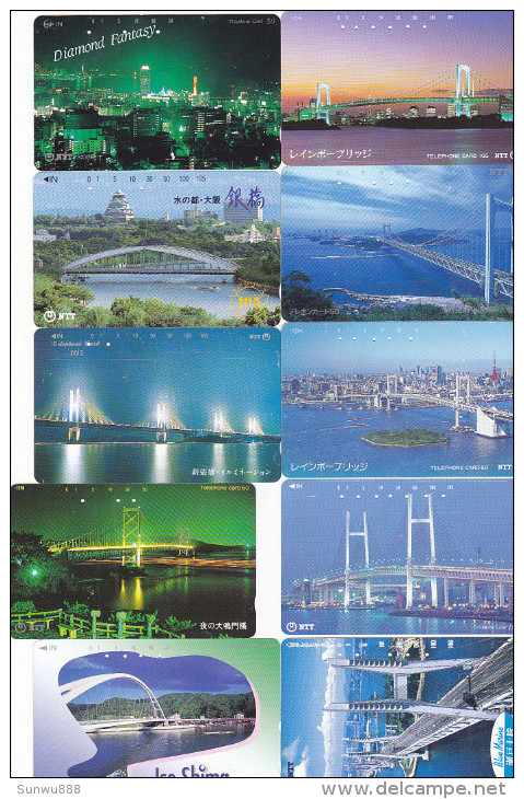 Lot 10 Telecartes Japon Japan Pont Bridge Brücke Brug - Phonecards (pont 6) (au Plus Rapide) - Sonstige & Ohne Zuordnung