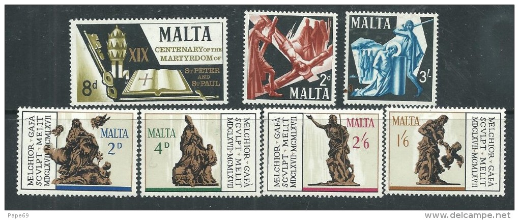 Malte N° 355 / 57 + 358 / 61  XX  Les 7 Valeurs Sans  Charnière, TB - Malta