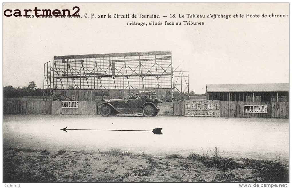 GRANDS PRIX DE L'A.C.F. CIRCUIT DE TOURAINE TABLEAU D'AFFICHAGE ET POSTE DE CHRONOMETRAGE AUTOMOBILE CAR VOITURE SPORT - Altri & Non Classificati