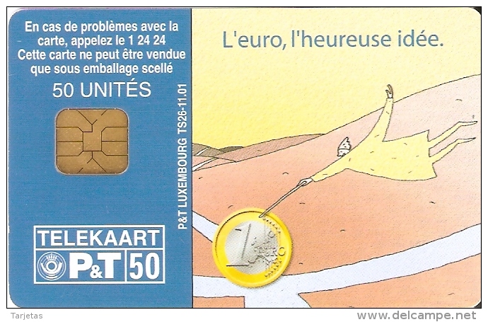 TARJETA DE LUXEMBURGO DE UNA MONEDA DE EURO (MONEDA.-COIN) - Timbres & Monnaies