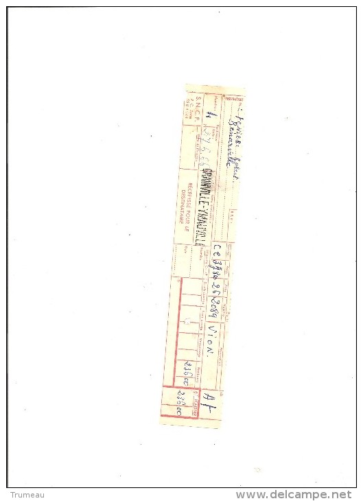 GRAINVILLE YMAUVILLE TICKET DE TRANSPORT MARCHANDISE SNCF 1966 - Europa