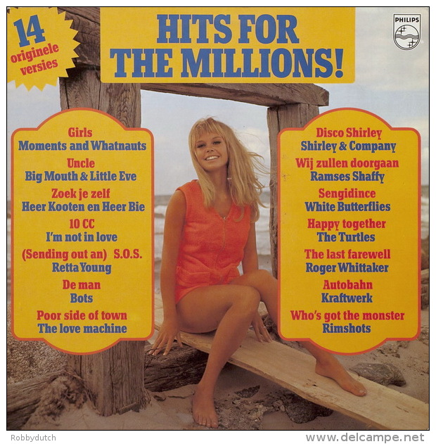 * LP *  HITS FOR THE MILLIONS  - TURTLES / KRAFTWERK / RIMSHOTS / 10CC A.o. (Holland 1974 EX-!!!) - Compilaties