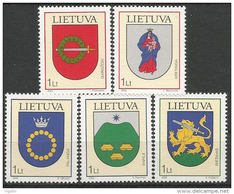 LT 2003-809-13 COAT OF ARMS, LITHUANIA, 1 X 5v, MNH - Briefmarken