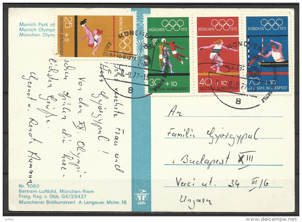Germany, München, Olympic Village,Aerial View, Olympic Stamps And Cancellation, 1972. - Giochi Olimpici