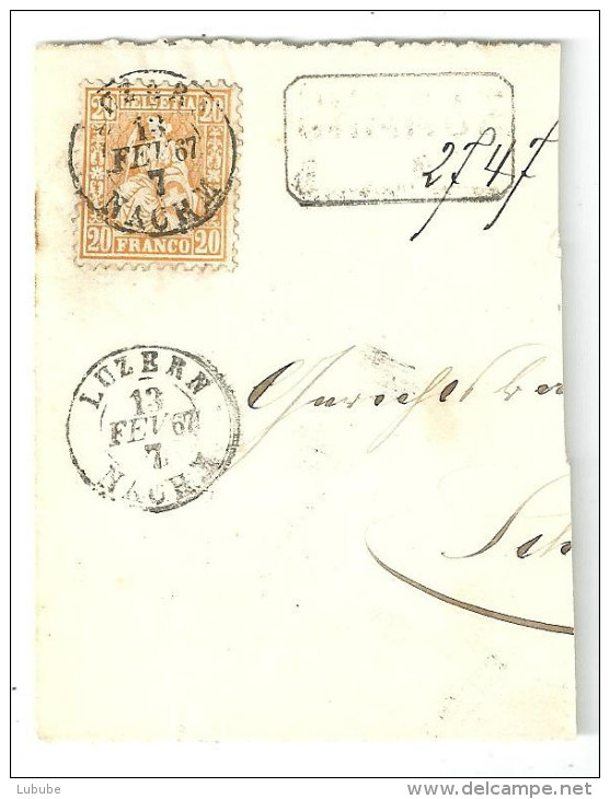 Chargé Briefabschnitt  Luzern         1867 - Storia Postale