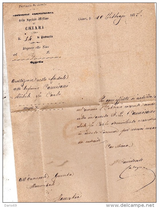 1877  LETTERA CON ANNULLO CHIARI BRESCIA - Marcofilía