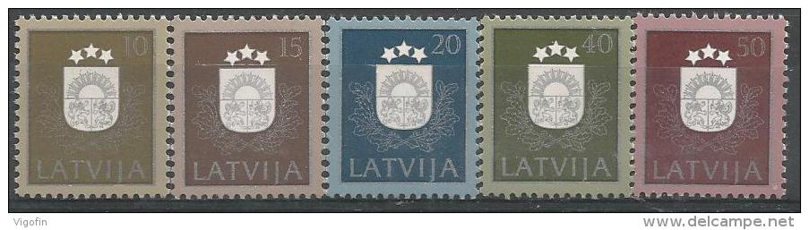 LV 1993- COAT OF ARMS, LATVIA, 1 X 5v, MNH - Briefmarken