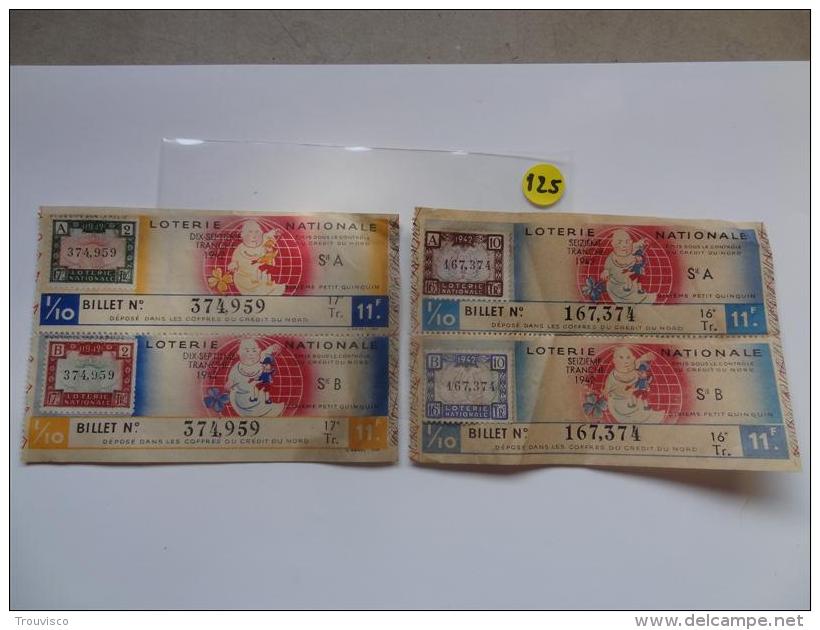 2 BILLETS DE LOTERIE 1942.  SERIE A Et B.Avec Timbres. - Billets De Loterie