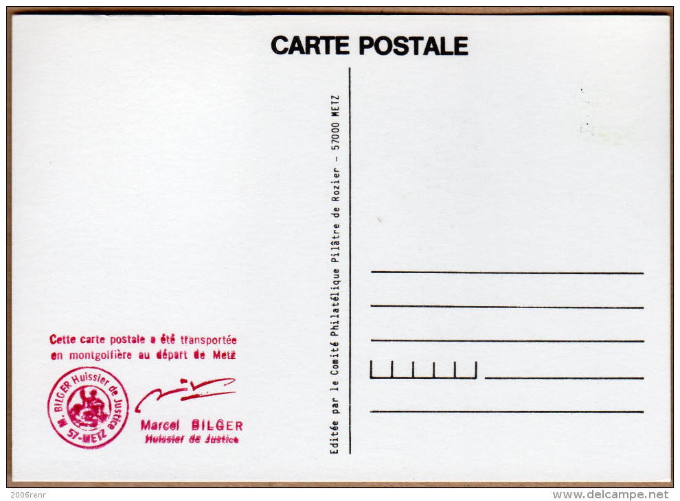 FRANCE 4ème CHALLENGE PILÂTRE DE ROZIER. COURRIER MONTGOLFIERE ATTESTE PAR HUISSIER OBL. ILLUSTREE 21 AOÜT 1986. VOIR - Altri & Non Classificati