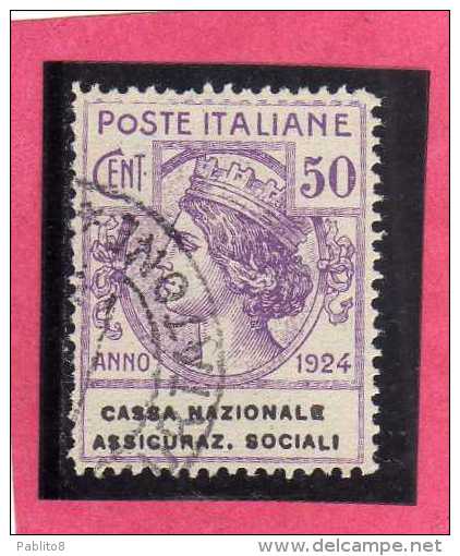ITALY KINGDOM ITALIA REGNO 1924 PARASTATALI CASSA NAZIONALE ASSICURAZIONI SOCIALI CENT. 50 USED - Franchise