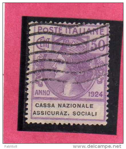 ITALY KINGDOM ITALIA REGNO 1924 PARASTATALI CASSA NAZIONALE ASSICURAZIONI SOCIALI CENT. 50 USED - Franchise