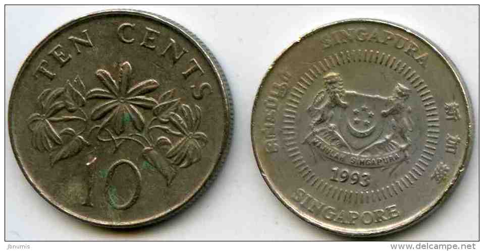 Singapour Singapore 10 Cents 1993 KM 100 - Singapur