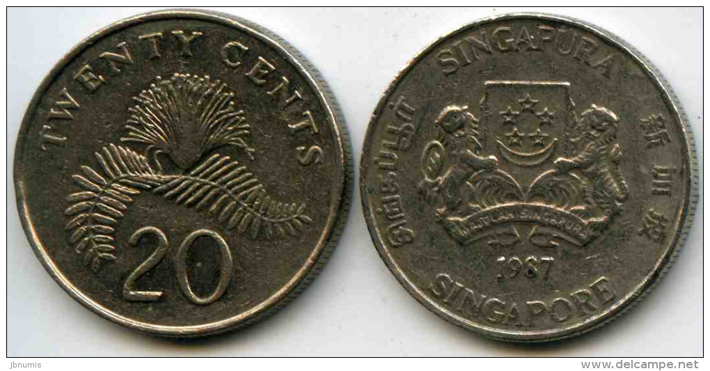 Singapour Singapore 20 Cents 1987 KM 52 - Singapur