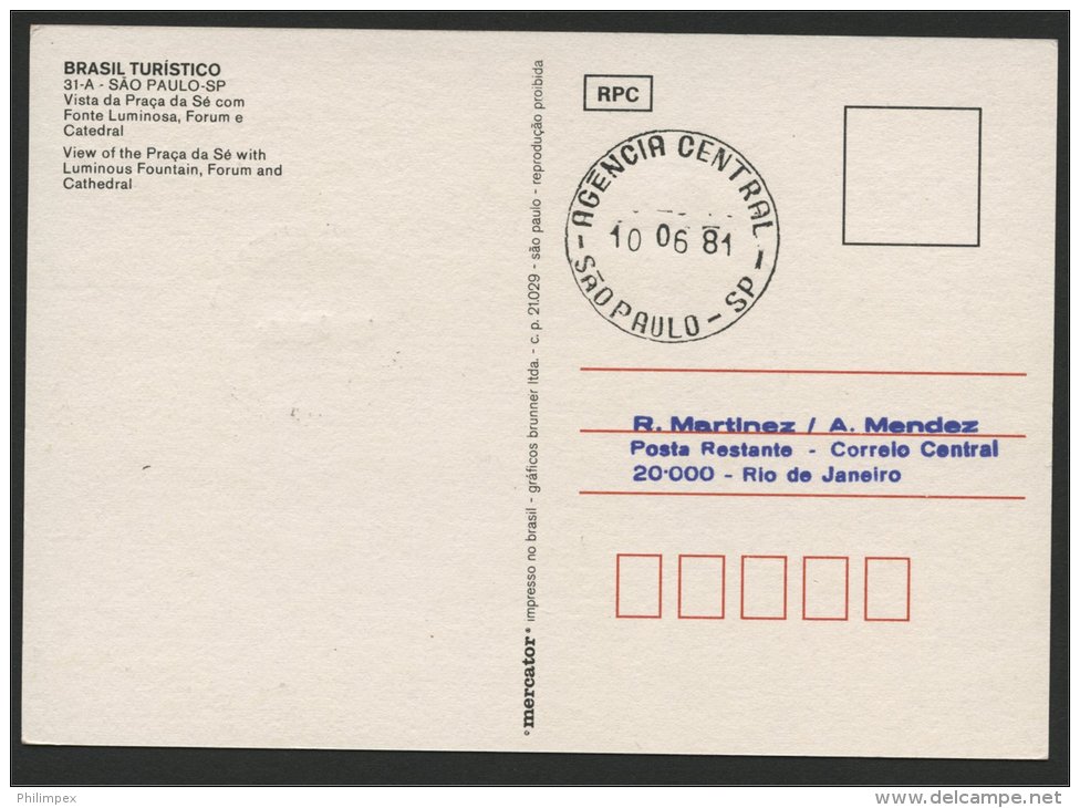 BRAZIL, FRAMA LABEL 1981 ON FRONT OF POSTCARD FIRST DAY! - Automatenmarken (Frama)