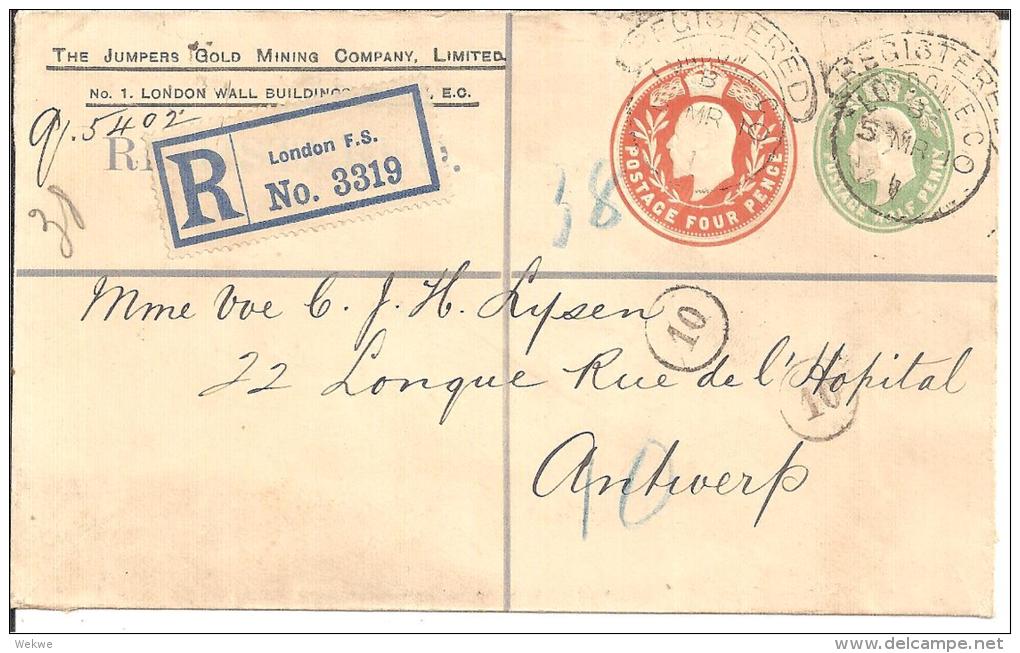 GBE021/ Private Stateonary.Jumpers Gold Mining 1910 To Belgium - Briefe U. Dokumente