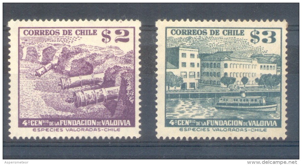 CHILI CHILE AÑO 1953  YVERT NRS. 235-236  MNH TBE  CUARTO CENTENARIO DE LA FUNDACION DE VALDIVIA FILIBGRANE A - Chile