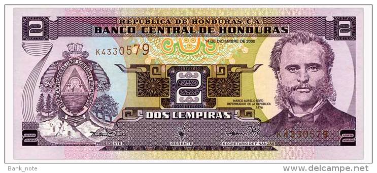 HONDURAS 2 LEMPIRAS 2000 Pick 80Ab Unc - Honduras