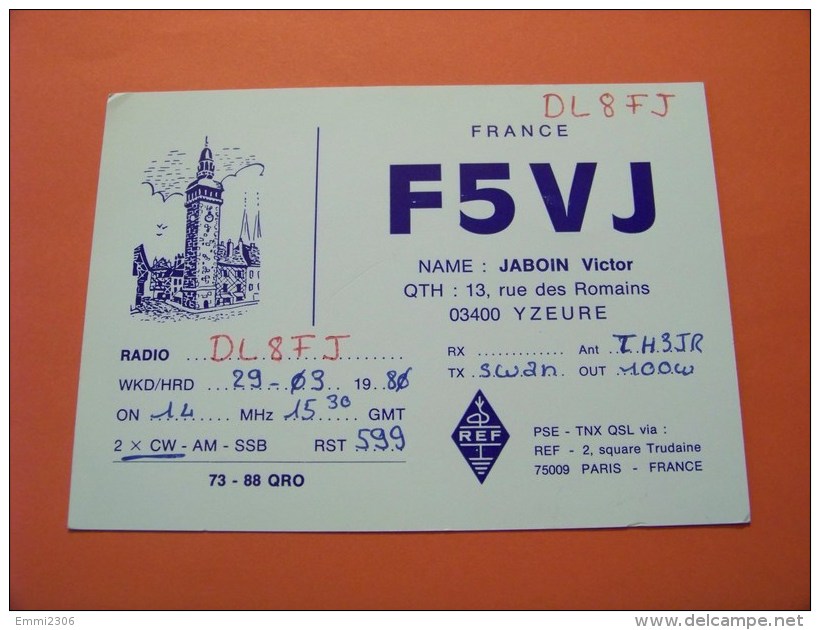 France  QSL   Karte    F5VJ   Radio    29.3.80    ( 14 ) - Radio