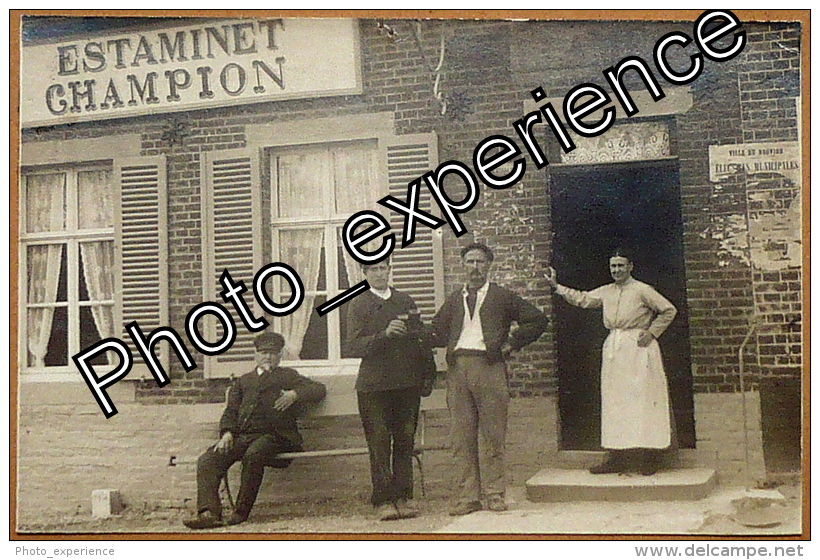 CPA Carte Photo ? Commerce Café Estaminet 1910 NOUVION Somme 80 - Nouvion