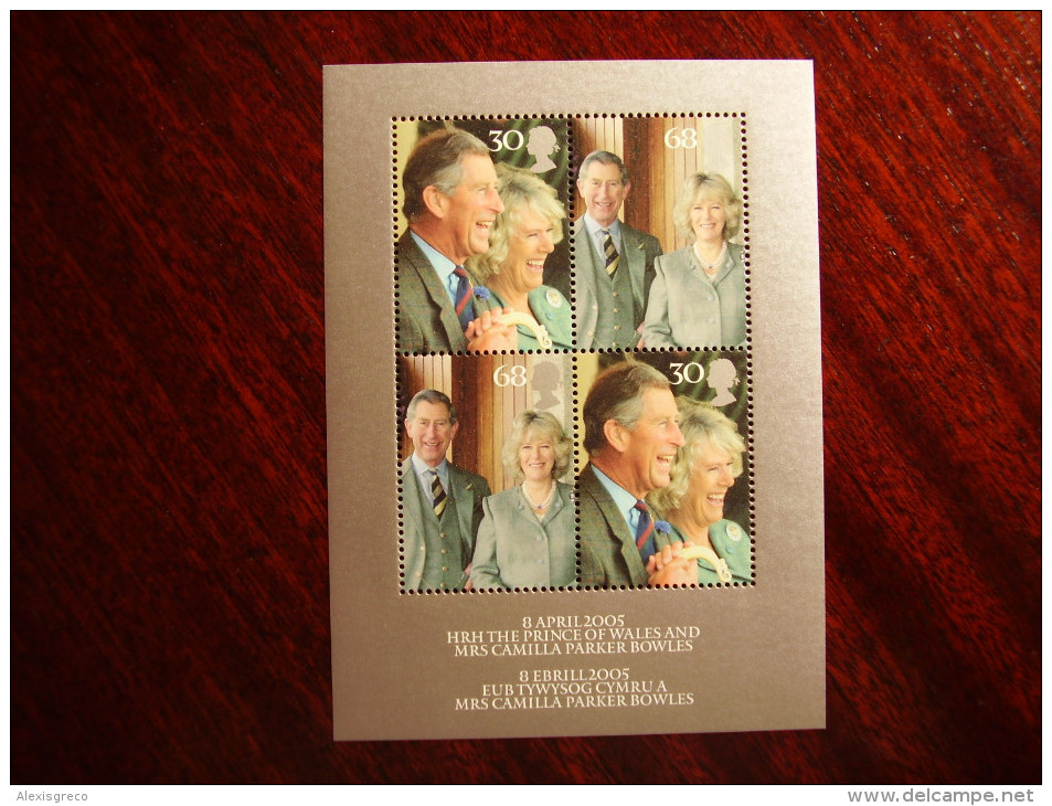 GB  2005 ROYAL WEDDING  CHARLES To CAMILLA MINISHEET FOUR VALUES MNH. - Blocks & Miniature Sheets