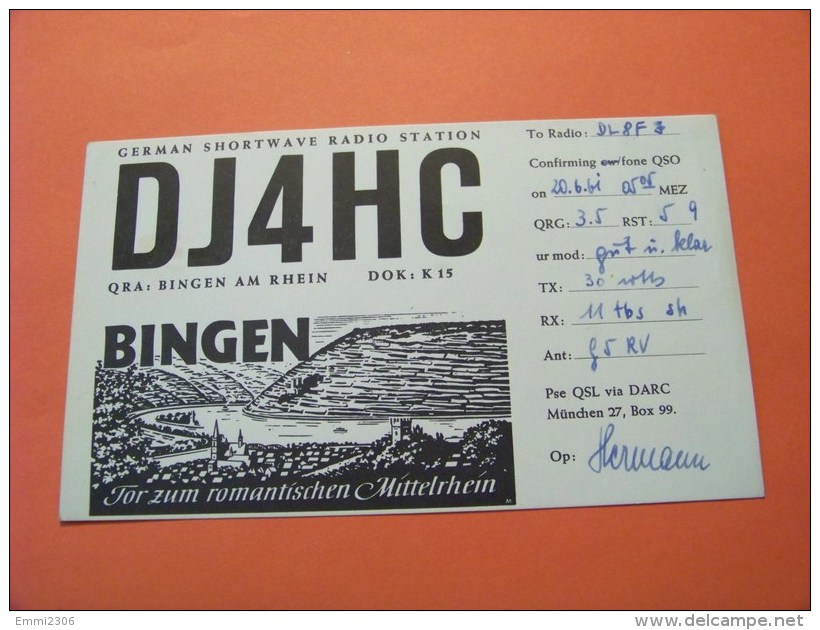 Germany    QSL   Karte  DJ4HC   Radio   20.6.61      ( 14 ) - Radio