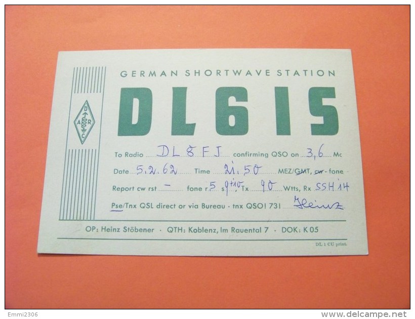 Germany    QSL   Karte   DL6IS     Radio  5.2.62       ( 14 ) - Radio