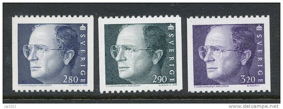 Sweden 1991-1994 Facit # 1716, 1771 And 1823. Carl XVI Gustaf, Type IV, Complete Set Of 3, See Scann, MNH (**) - Ungebraucht