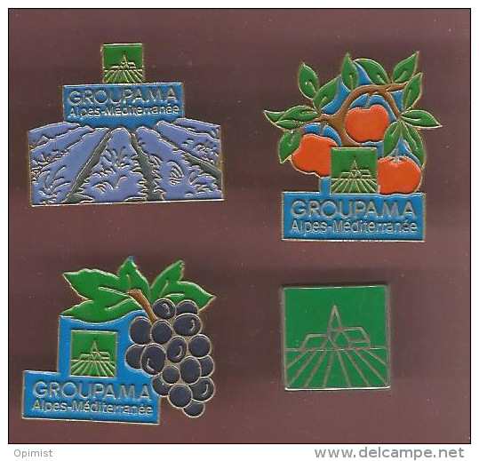 37902-lot De 4 Pin's.Groupama.Raisin.Lav Ande.Pommes. - Fotografie