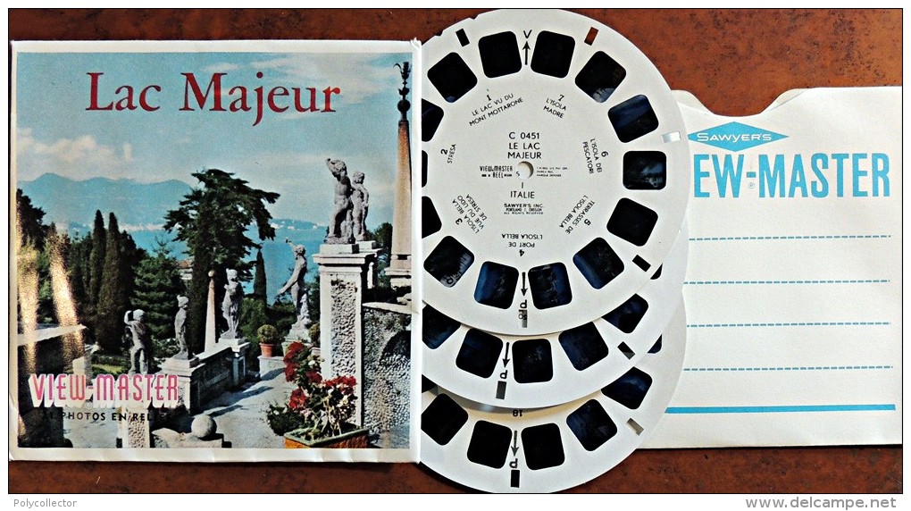 VIEW MASTER  - 21 Vues Stéréoscopiques - 3 Disques - Lac Majeur - 0451 0452 0453 - Photos Stéréoscopiques