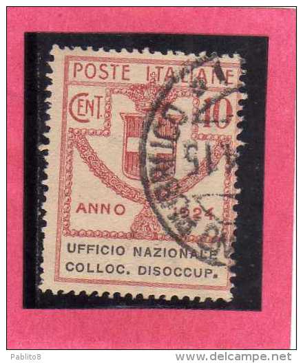 ITALY KINGDOM ITALIA REGNO 1924 PARASTATALI UFFICIO NAZIONALE COLLOCAZIONE DISOCCUPATI CENT. 10 USATO USED - Franchise