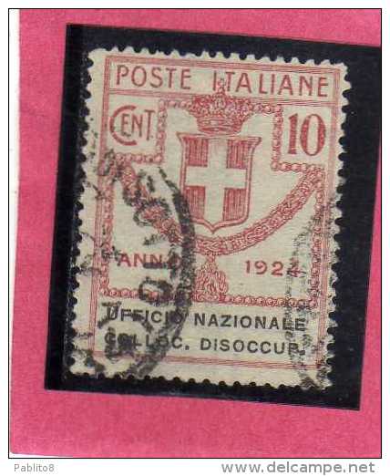 ITALY KINGDOM ITALIA REGNO 1924 PARASTATALI UFFICIO NAZIONALE COLLOCAZIONE DISOCCUPATI CENT. 10 USATO USED - Franchise