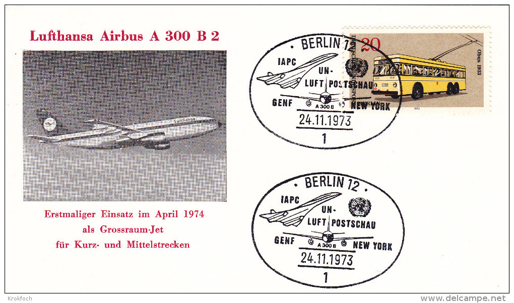 Berlin München Genf Genève New-york 1973 - Concorde UNO ONU Airbus  Ours Bär - Eerste Vluchten