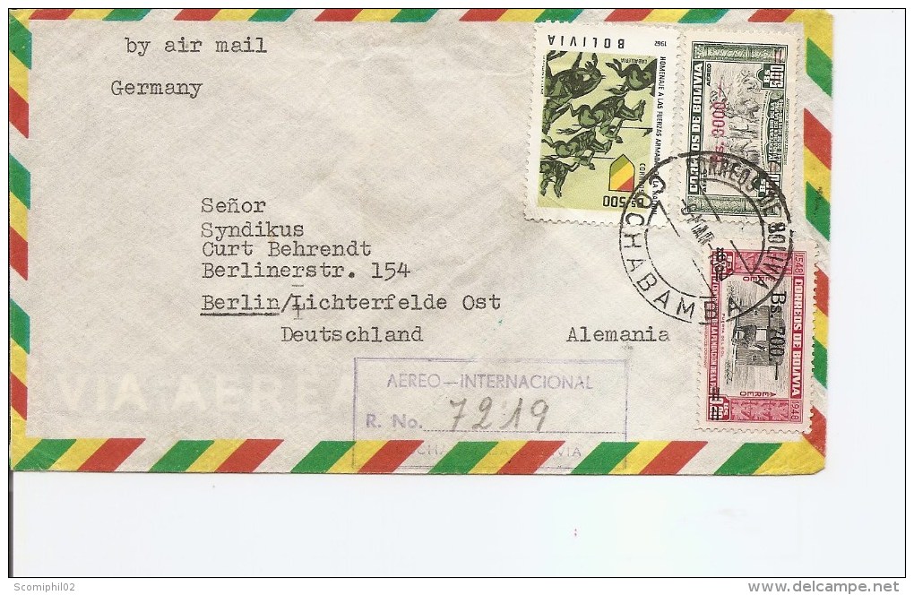 Bolivie ( Lettre Recommandée De 1963 De Cochabamba Vers L'Allemagne à Voir) - Bolivia